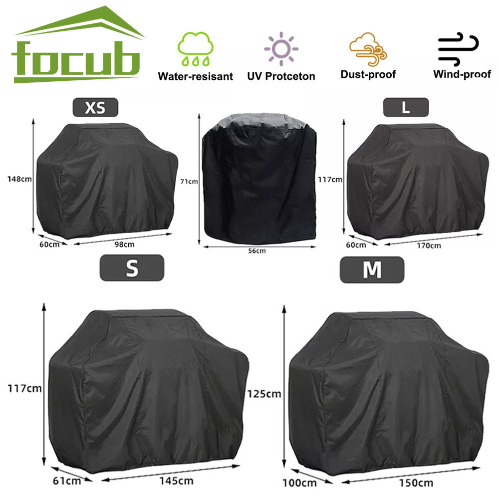 BBQ Grill Barbeque Cover Anti-Dust Waterproof Weber Heavy Duty Charbroil BBQ Cover Outdoor Rain Protective Barbecue Cover 5 Size