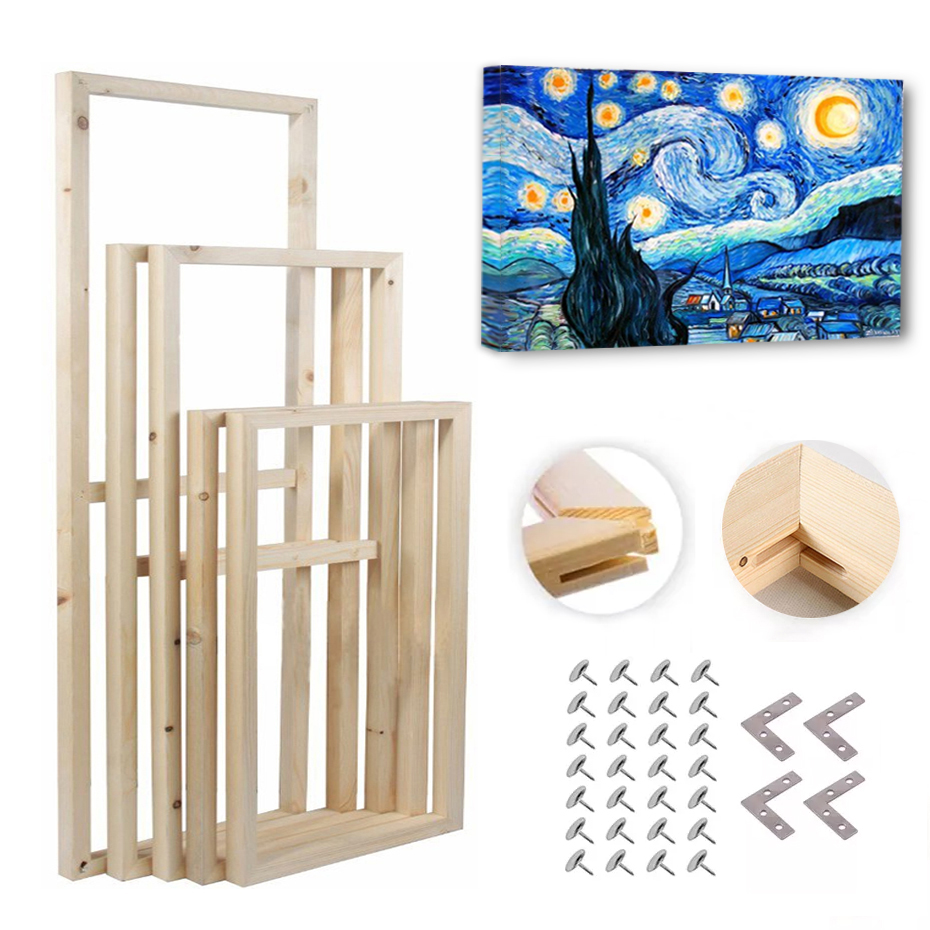 DIY Solid Wood Canvas Picture Frame Kit Stretcher Bars Large for Oil Paint Poster Prints Diamond Paintings Wooden Art Home Decor
