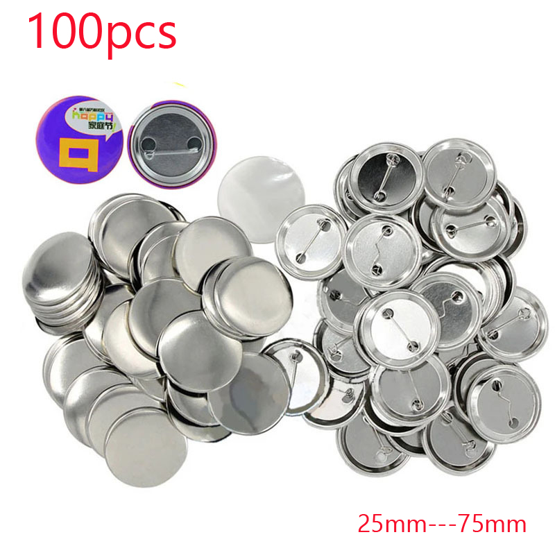  100PCS Metal Button Pins Blank Button Badge Parts Maker значки набор 25MM/32MM/37MM/44MM/50MM/56MM/58MM/75MM