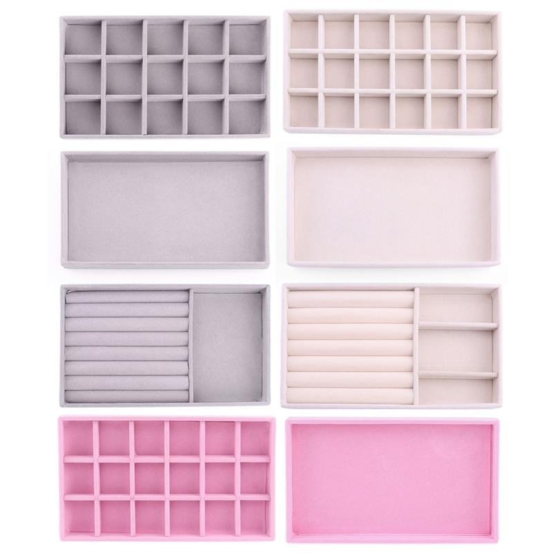 Velvet DIY Handicraft Accessories Jewelry Ring Jewelry Display Organizer Box Tray Holder Earring Jewelry Storage Case Showcase