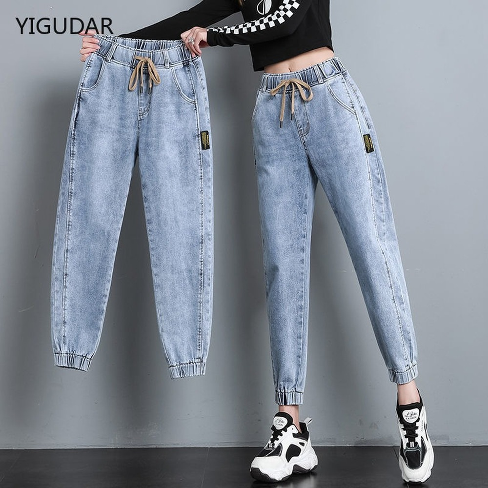  Harem Pants Vintage High Waist Jeans Woman Women's Jeans Ankle Length Mom Jeans Cowboy Denim Pants jeans for women jeans