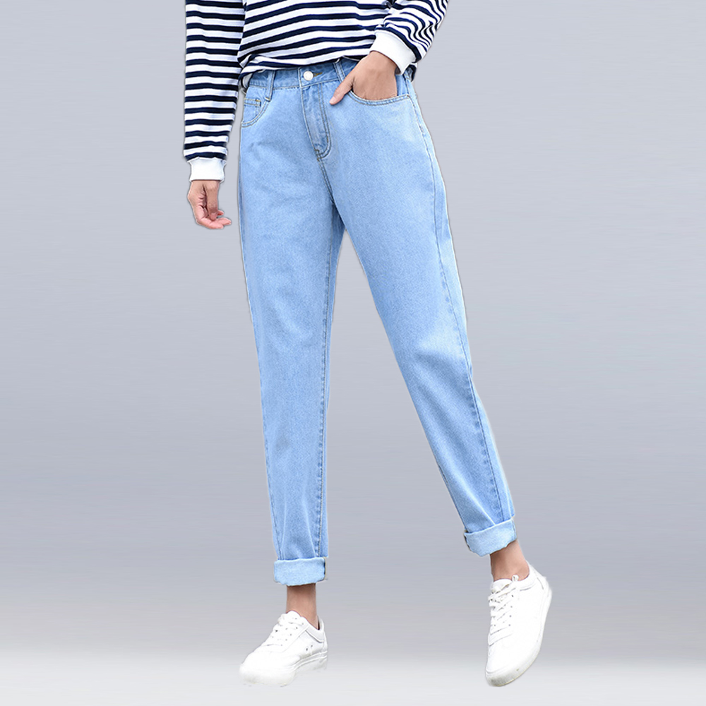 Women Jeans Vintage Straight Mom Jeans Loose Blue Denim Pants Ankle Length Trousers Female Casual Streetwear Harem Pants Jeans
