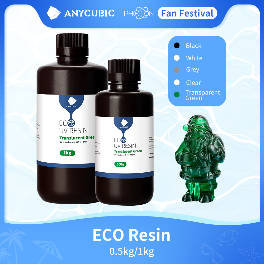 Anycubic 3D Printer Resin 405nm UV Plant-based 3D Printing Materials Low Odor and Safety Quick Curing