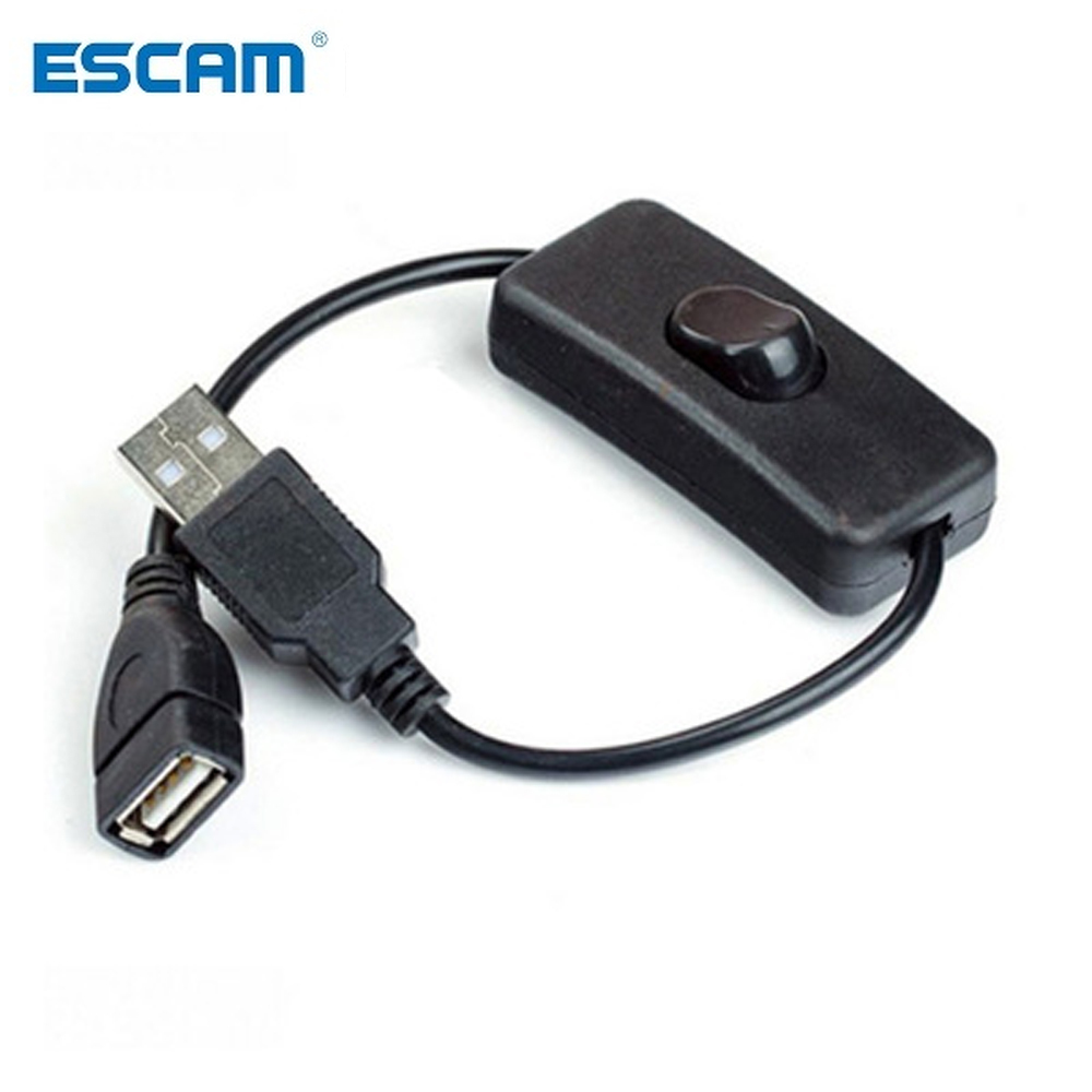 ESCAM 28cm USB Cable with Switch ON/OFF Cable Extension Toggle for USB Lamp USB Fan Power Supply Line Durable Adapter