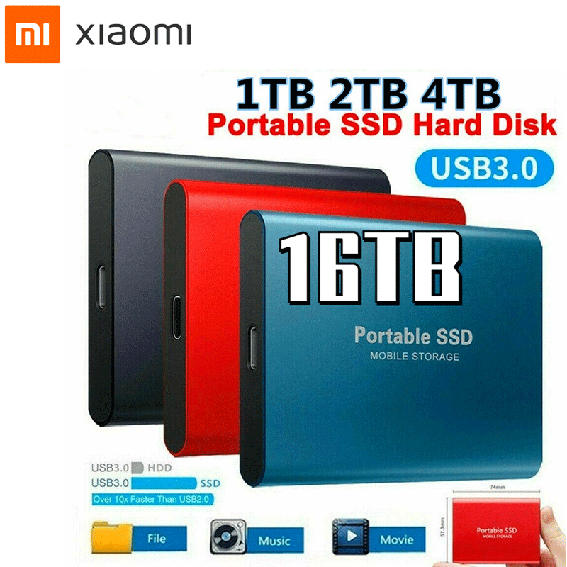 Xiaomi Original SSD External Hard Drive 16TB HD Externo USB HDD Storage Device Hard Drive Desktop Notebook Computer USB3.0