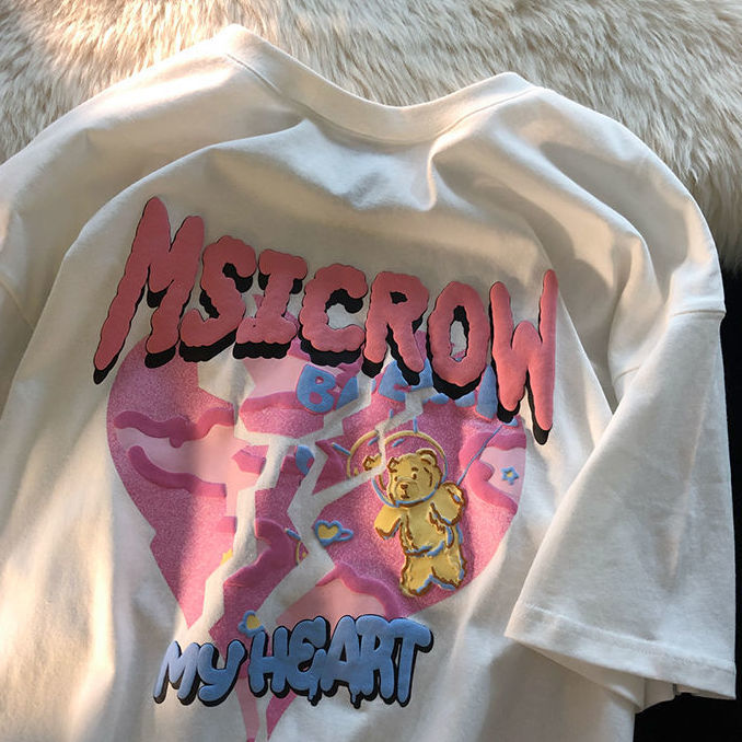Oversized T Shirt Funny Cute Bear Print Women's T-shirt Harajuku Summer Streetwear Short Sleeve Tops Female Tee Shirt Hip Hop