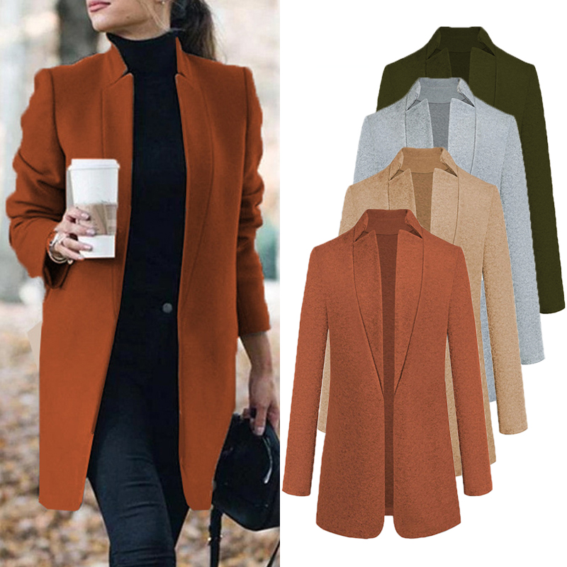 Winter Coat For Women   Woolen Jacket Coats Solid single-breasted Autumn Winter Women's Coat Long Outwear Manteau Femme