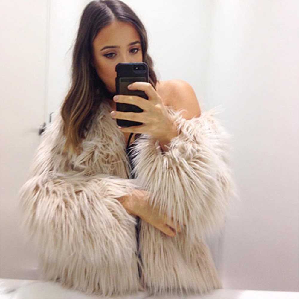 Winter Warm Faux Fur Fox Coat Jackets Casacos Femininos Long Sleeve Parka Hair Jacket Coat Outwear Oversized WDC944