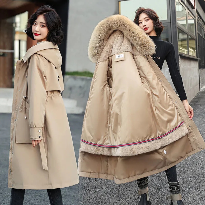  Women's Parkas Winter Jacket Hooded Long Coat Thick Warm Female Cotton Padded Parka Fur Lining Jackets Coats Outwear