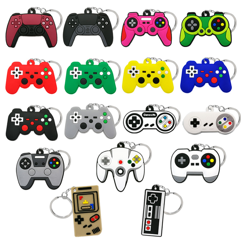 1PCS PVC keychains Individual game machine key ring mini cartoon Gamepad Joystick fit boy schoolbag trinket birthday gifts