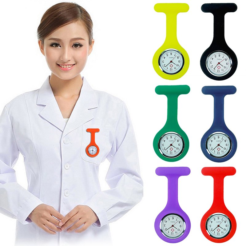  Pocket Watches Silicone Nurse Watch Brooch Tunic Nursing Nurses Pendant Clip Quartz Watch Decor Accessory
