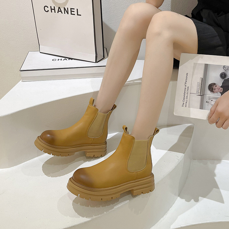  Classic  Chelsea Boots Female Casual Platform Ankle Boots Women Comfortable Leather Boots for Women botines chelsea