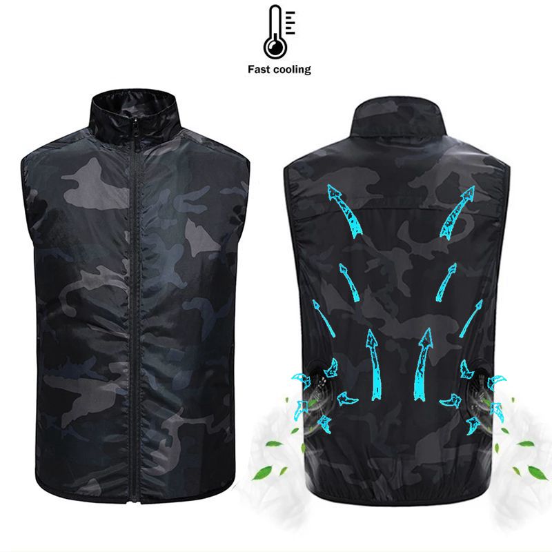 Men Summer Camouflage Air Conditioning Clothing Fan Cooling Vest USB Charging Cooling sport man vest Outdoor Cooling