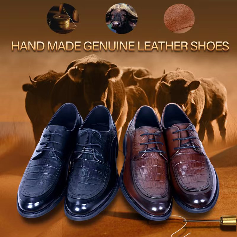 Manual customization style. High-end business leather shoes for men. Real cowhide leather shoes. High- cowhide is custom-