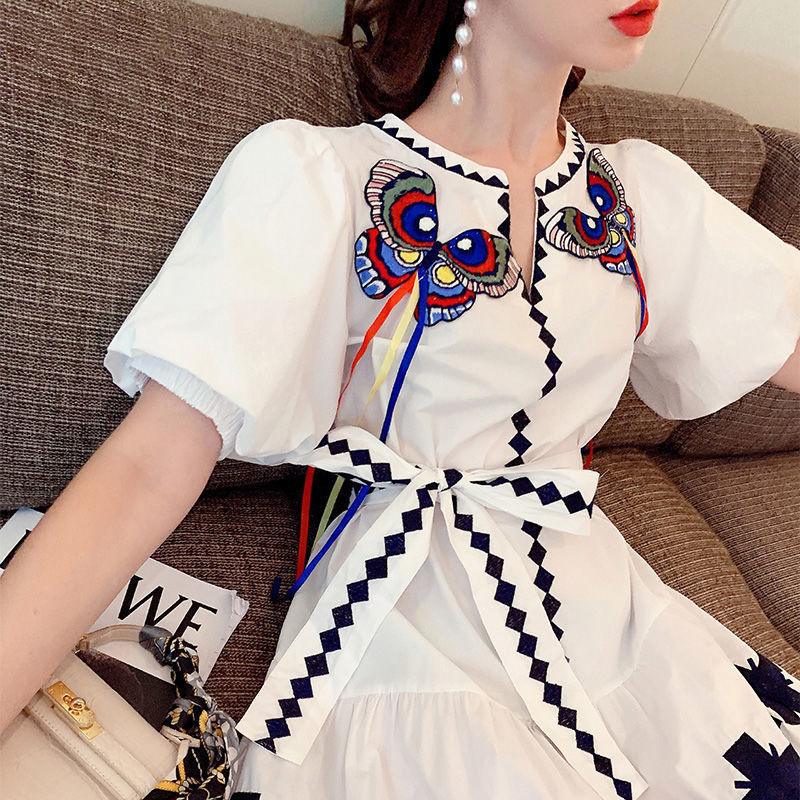 Summer Ladies Dress Large Size Women's Retro Style  Temperament French Style Dress