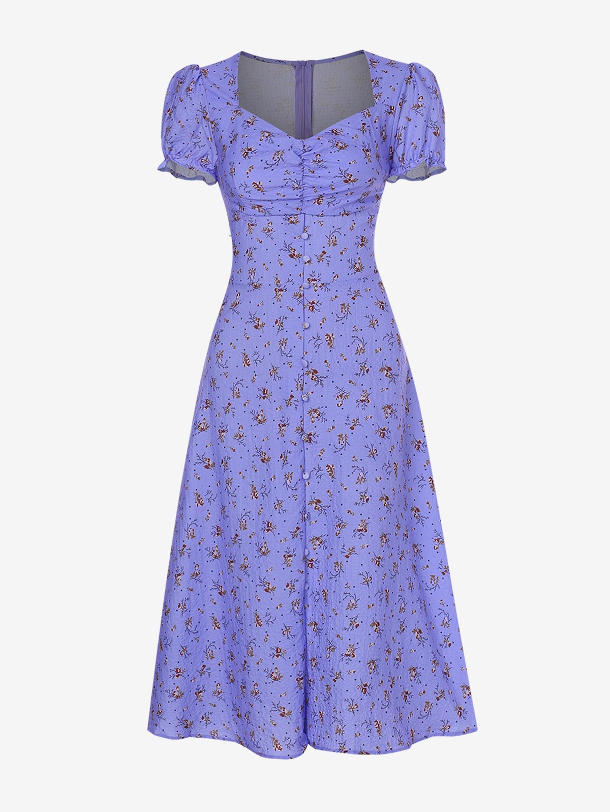 ZAFUL Tiny Floral Ruched Milkmaid Midi Dress