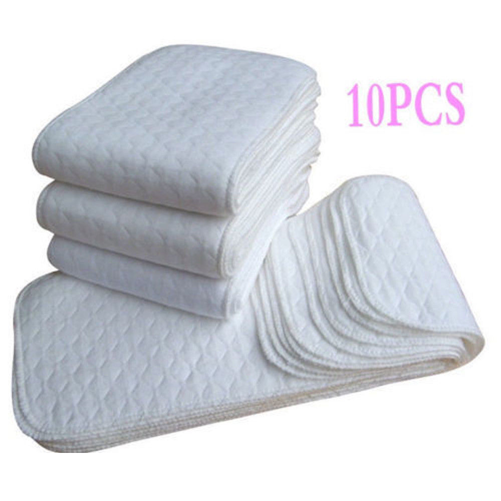 10PCS Soft Reusable Baby Cloth Diaper Nappy Liners insert 3 Layers Cotton Washable Baby care
