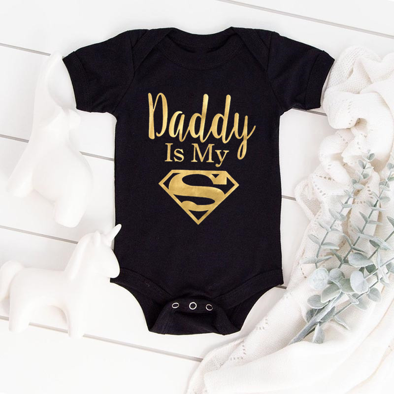 Baby Romper Newborn Baby  Girls Clothes Gold Daddy Is My Hero Funny Print Infant Baby Jumpsuit Cute Casual Baby Bodysuit