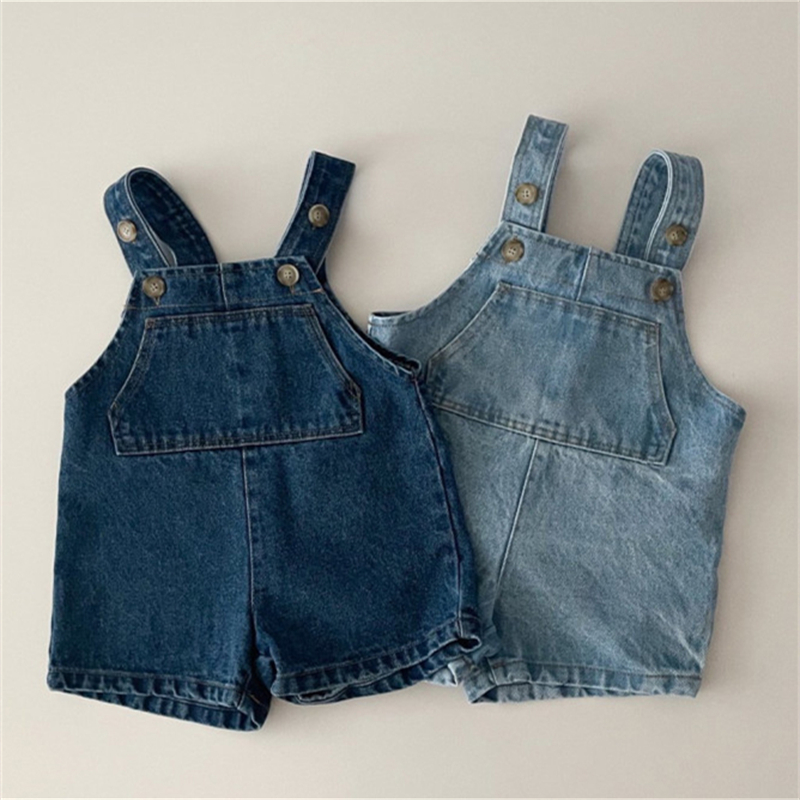 2533C Children Suspender Pants  Summer Baby Boy's Jumpsuit able Girl's Strap Pant Casual Strap Denim Shorts