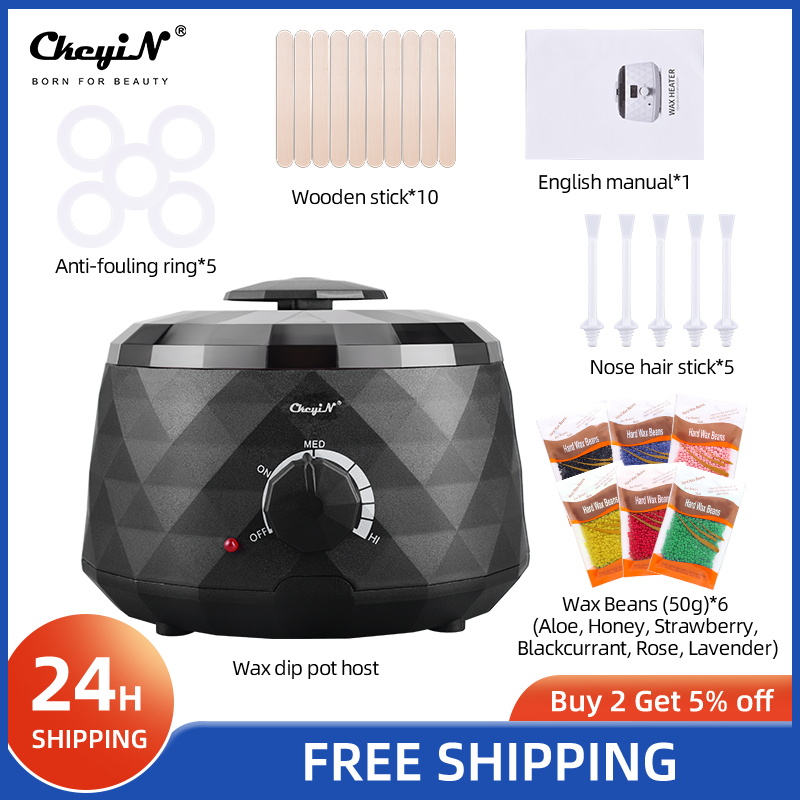 CkeyiN Hair Removal Wax Melting Machine Kit Heater 500ml Wax Bean Stick Detachable Wax Melting Kit Full Body Epilator Set of 26