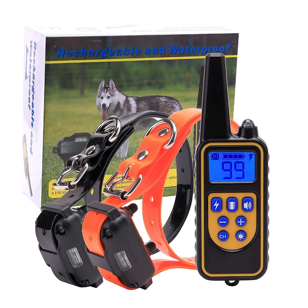 Electric Dog Training Collar 800m  Pet Remote Control Waterproof Rechargeable with LCD Display for All Size Bark Stop DOG Collar