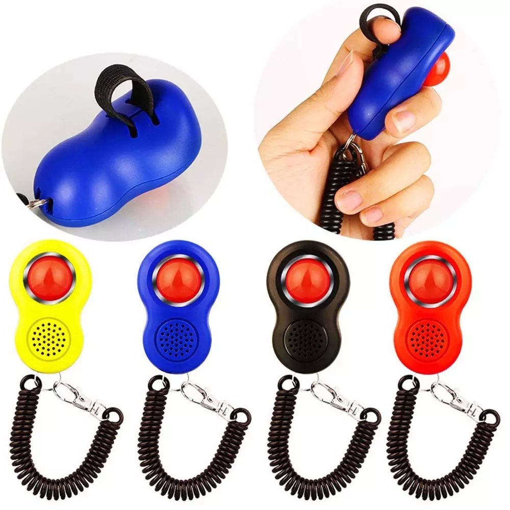 Pet Cat Dog Training Clicker With Finger Loop Wrist Band Humanized Scientific Professional Design Pet Tool Set