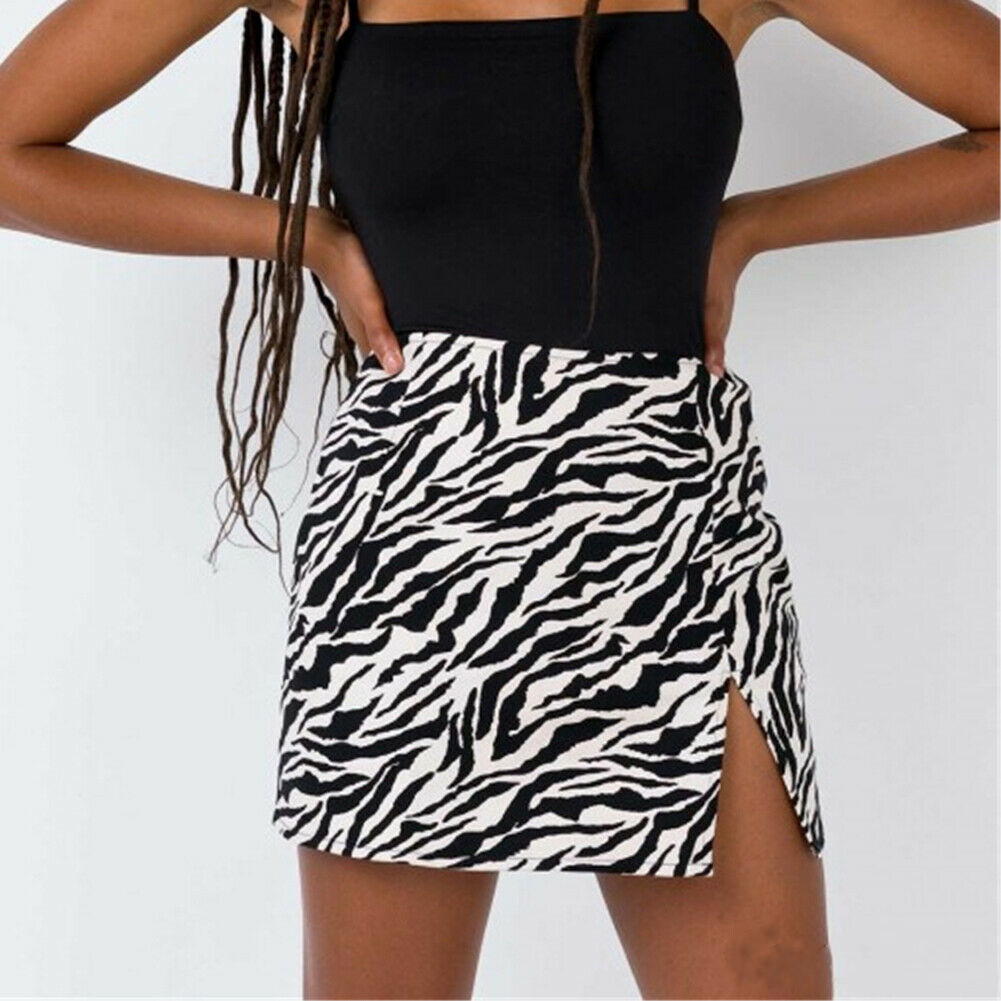 High Waist Pencil Wrap Skirt Leopard Mini Skirts Zebra Side Split Skirts 3 Styles Women Snake Skin Skirt  Leopard Printed