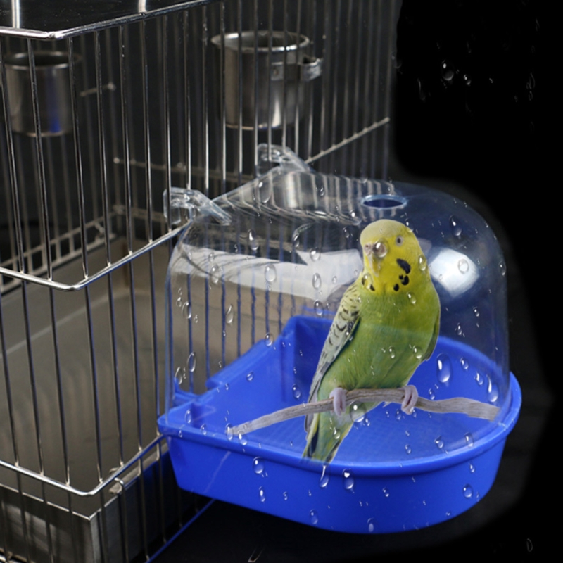 Bird Bath Bathtub Bath Box Bird Cleaning Tool Cage Accessories Parrot Bath Transparent Plastic Hanging Tub