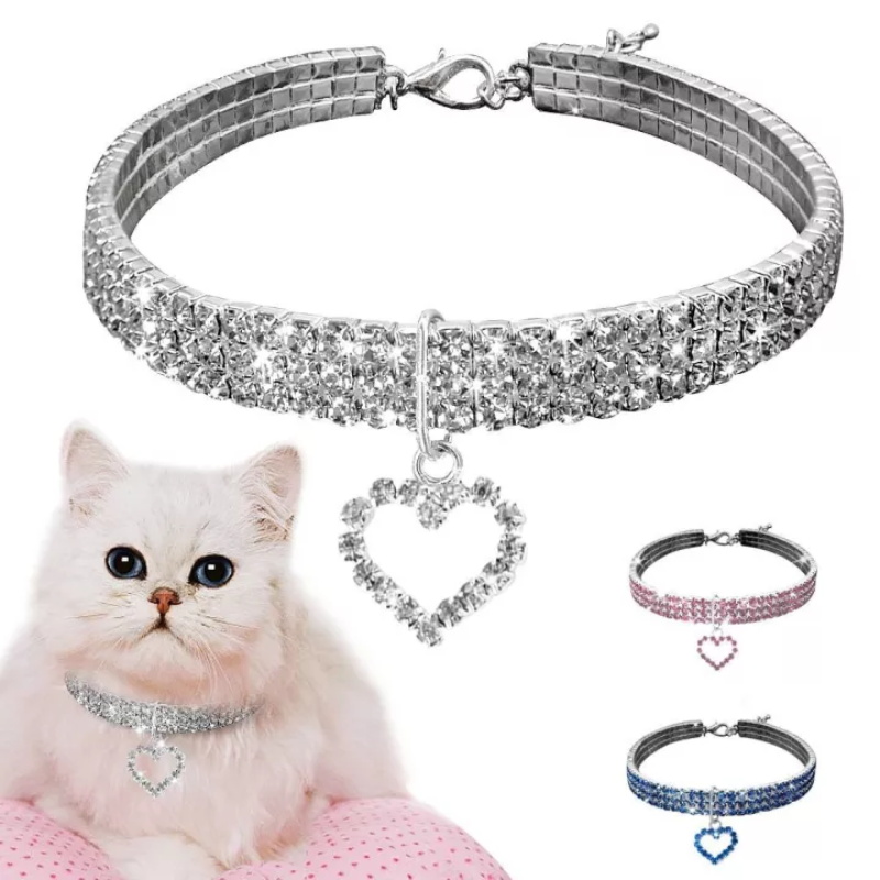 Pets Rhinestones Necklace Small Cat Dog Decor Collars Adjustable Bling Pet Collar Crystal Kitten Puppy Accessories