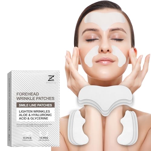 Forehead Wrinkle Patches, 15 Pcs Anti Wrinkle Facial Patches to Smile Line, Forehead and Mouth, Lift Lines Treatment with Collagen, Centella Asiatica for Women & Men