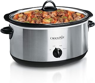 Crock-Pot 7 Quart Oval Manual Slow Cooker, Stainless Steel (SCV700-S-BR), Versatile Cookware for Large Families or Entertaining