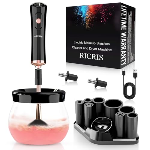 Electric Makeup Brush Cleaner Machine - Ultra Fast USB Make Up Brush Washer and Dryer - Automatic Cosmetic Brush Cleanser Tool Clean and Dry in Seconds for Beauty Women, Girls (Black)
