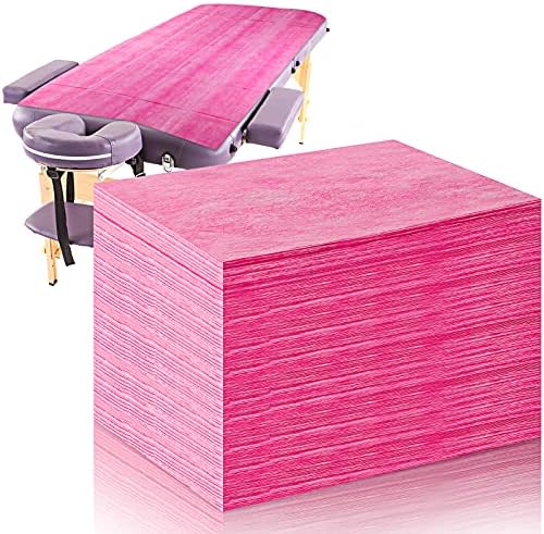 50 Pieces 31 x 70 Inches Disposable Bed Sheets Waterproof Bed Cover Massage Table Sheet Non-woven Fabric for Spa, Beauty Salon, Hotels (Pink)