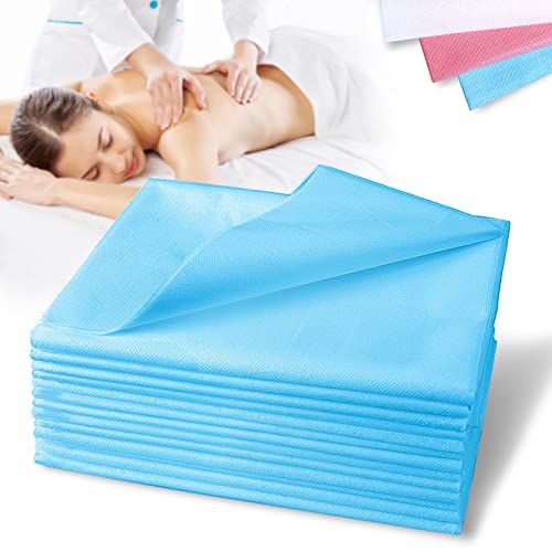 Disposable Massage Table Sheets, 31" X 78" 20Pcs Waterproof Spa Bed Cover Non-Woven Fabric for Massage Therapist, Tatto, Waxing, Lash Bed, Salon Table (Blue)