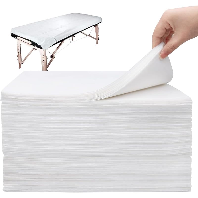 Disposable Bed Sheets 50 Pcs 31" x 71" Massage Table Sheets Non Woven Fabric SPA Bed Cover Breathable for Massage Beauty Tattoos, Spa, Beauty Salon Soft, Skin-friendly Disposable Sheet (White)