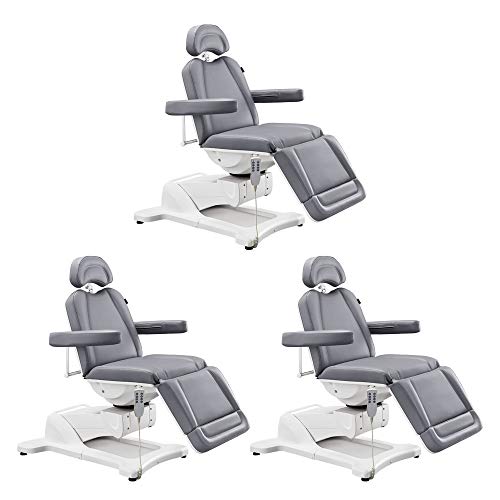 Beauty Full Electrical 4 Motor Podiatry Chair Facial Massage Dental Aesthetic Reclining Chair All Purpose Bed - PAVO -Grey-3 Pack