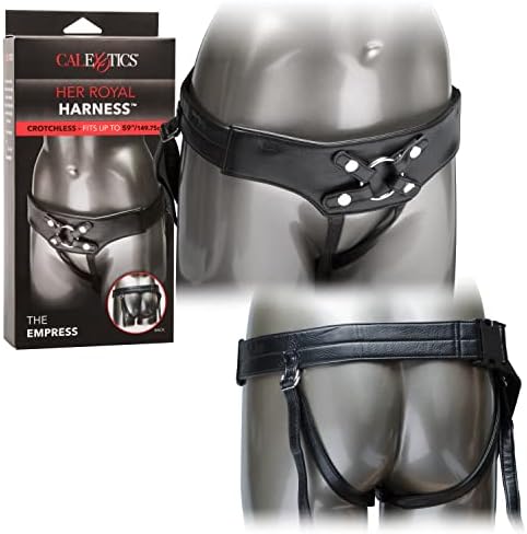 CalExotics Her Royal Harness The Empress – Premium Adjustable BDSM Probe Strap O Plus Size Harness – Sex Toys for Couples and Women - Black