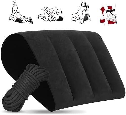 Inflatable Sex Pillow and BDSM Shibari Bondage Sex Rope, Multifunctional Sex Furniture Pillow BDSM Kit Adult Bondage Restraints Set Sex Toys for Women, Men and Couples