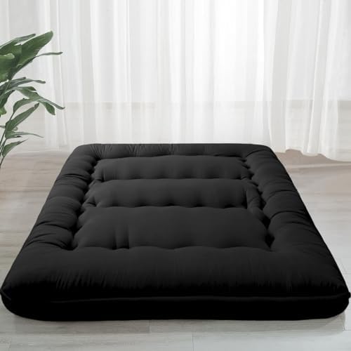 MAXYOYO 6" Extra Thick Japanese Floor Mattress Futon Mattress, Foldable Mattress Tatami Pad Floor Mattress for Adults Floor Bed Roll Up Mattress Guest Mattress, Black, Full