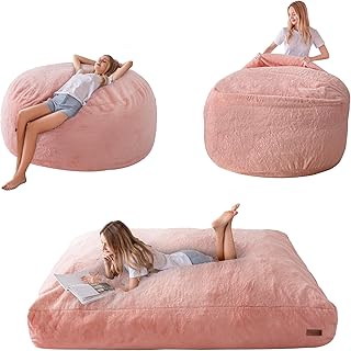 MAXYOYO Giant Bean Bag Chair Bed for Adults, Convertible Beanbag Folds from Lazy Chair to Floor Mattress Bed, Large Floor Sofa Couch, Big Sofa Bed, High-Density Foam Filling, Machine Washable