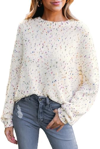 CUPSHE Womens Pullover Sweater Rainbow Pom Ribbed Knit Long Sleeve Fall Colorful Jumper Tops