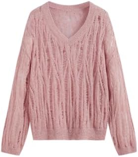 CIDER Knit Wool-Blend V-Neck Soild Long Sleeve Sweater