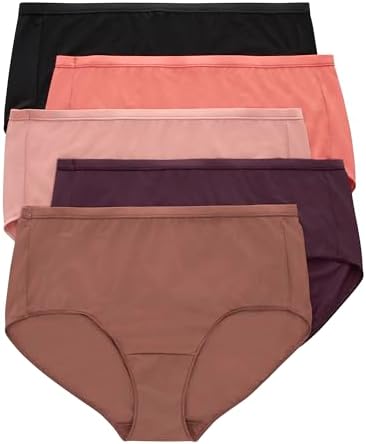 Hanes Women's Just My Size Briefs, Breathable Mesh Plus Size Brief Underwear, No-Show Panties, 5-Pack