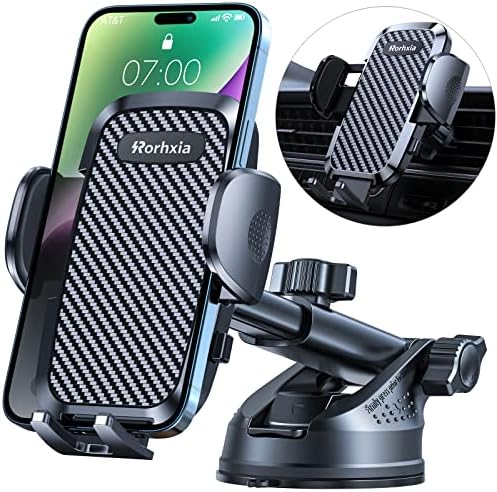 3-in-1 Phone Mount for Car [2024 Most Stable and Flexible Suction Cup] Vent Dashboard Windshield Cell Phone Holder Car Fit for iPhone 15 14 13 12 Pro Max Samsung S23 S22 S21 All Phone