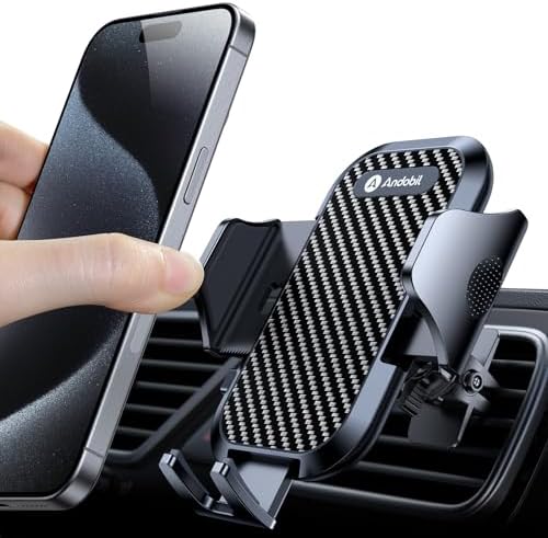 andobil Car Phone Holder Mount [The First Solidest & Most Stable Metal Clip] Phone Holders for Your Car Vent Cell Phone Holder for Car Compatible with iPhone 15 14 13 12 Pro Max & All Cell Phones
