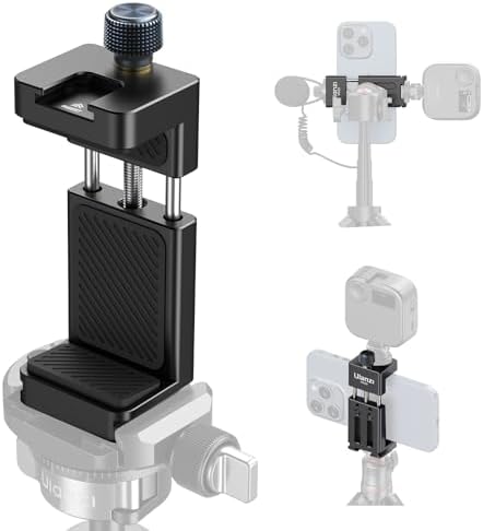 ULANZI MA33 Metal Phone Tripod Mount w Arca Port&2 Cold Shoes, Adjustable Smartphone Tripod Adapter Clamp Cell Phone Stand Holder Suitable for iPhone 15 pro/14/13/12/Samsung