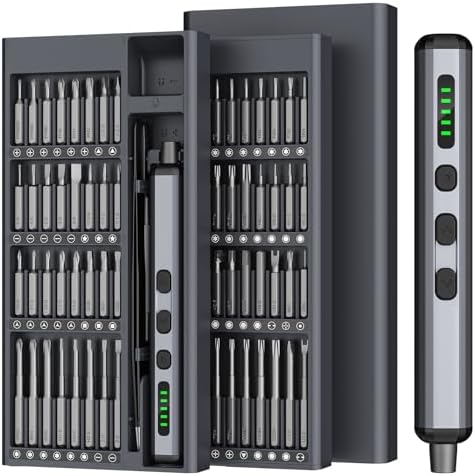 Mini Electric Screwdriver 3.7V, Precision Electric Screwdriver 72-in-1 Magnetic Bits, Cordless Screwdriver Set, Rechargeable Portable Repair Tool Kit for Electronics Laptops Glasses Clocks