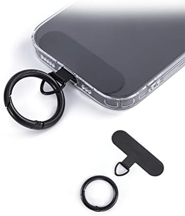 project-cb Phone Tether Tab ×1,Spring Ring ×1,Metal Patch,Universal Phone Lanyard Patch Without Adhesive,Phone Strap Replacement Part for Cell Phone (Black)
