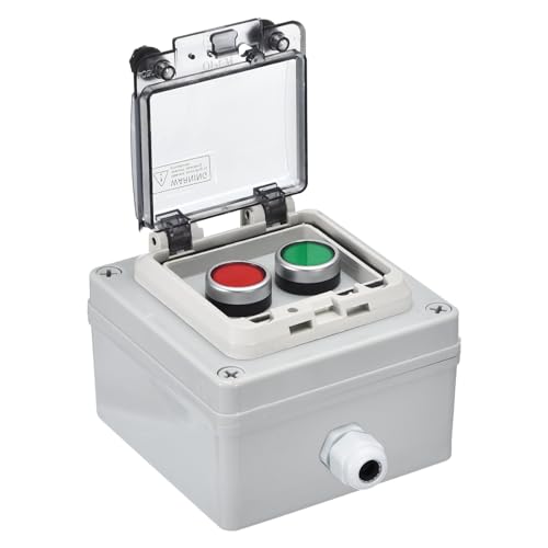 MECCANIXITY IP67 Push Button Box ABS Green Button Red Button for Indoor and Outdoor Electrical Communication Fire Equipment