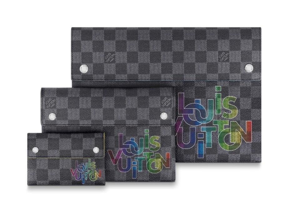 Louis Vuitton Alpha Triple Pouches Bag Damier Graphite Canvas N40296 Rainbow Logo
